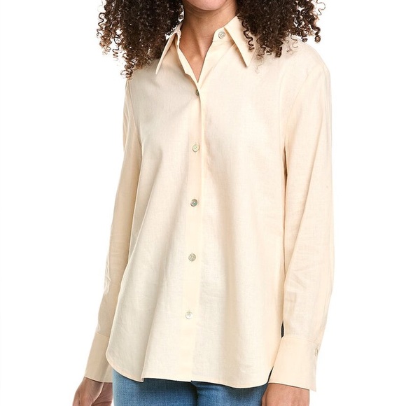Vince Tops - Vince. Shirt Button Up Women’s M Soft Yellow 100%. Cotton Long Sleeve